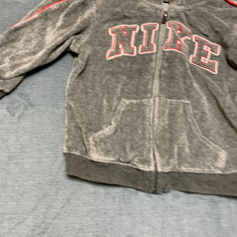 Nike Hoodie Toddlers 4T Gray Spellout Logo Kangaroo Pockets Full Zip Long Sleeve